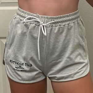 SHEIN EZwear Slogan Graphic Drawstring Waist Track Shorts